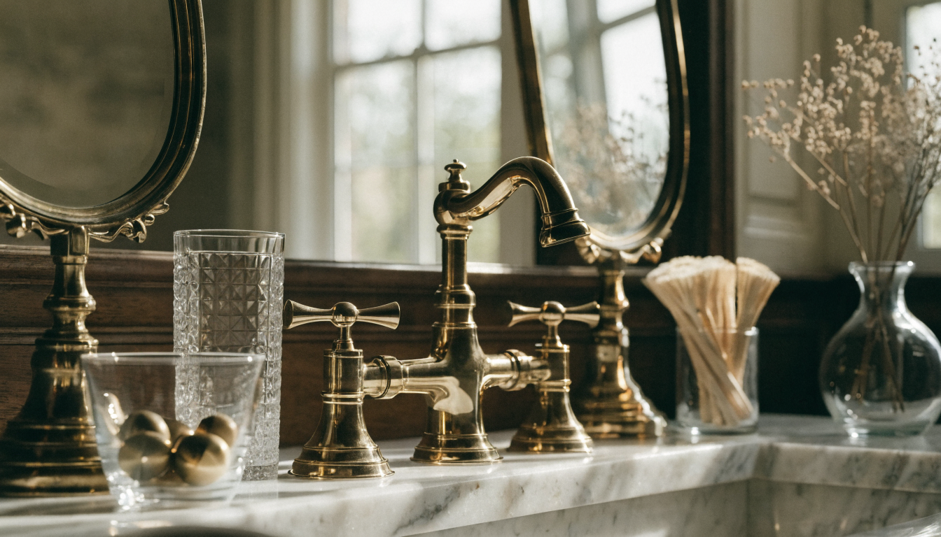 A tidy reach-in closet with neatly folded linen stacks in cream and beige tones on wooden shelves, showing the outcome of a structured closet declutter.